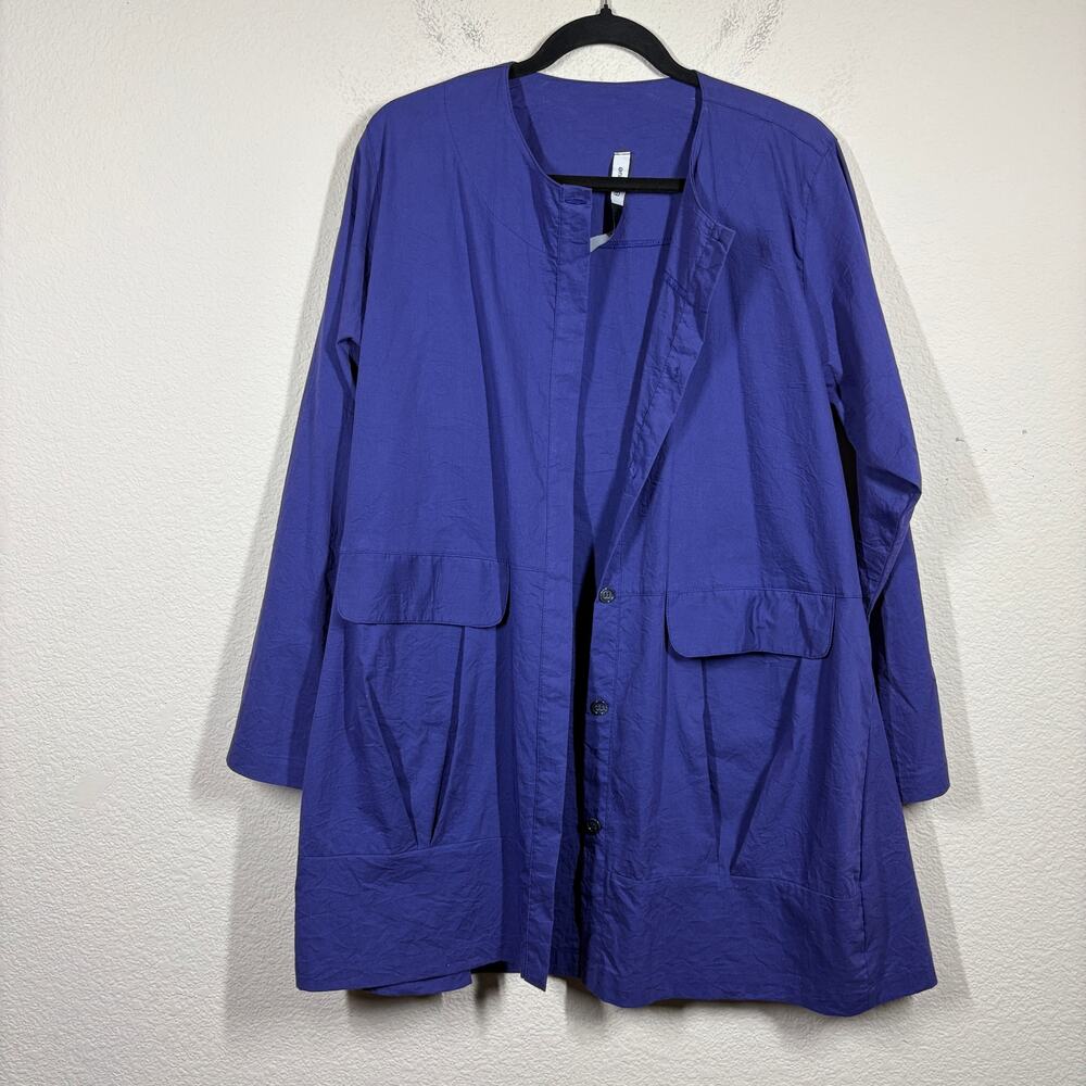 Blanque Size 1/Medium Shacket Jacket Purple Cotton Blend Button Up Lagenlook